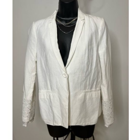 Jules & Leopold Womens Single Button Blazer Jacket Lace Cuff Size S White - Picture 1 of 4